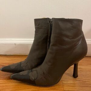 Chanel Brown Leather Ankle Boots